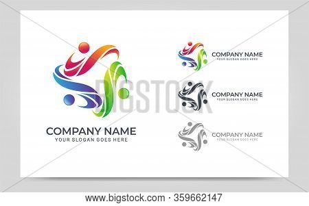 Abstract Logo Of People, Business, Foundation, Community, Human Caring, Health Workers.