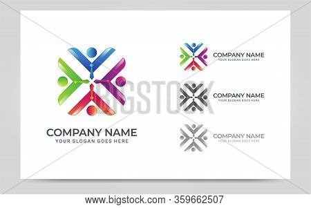 Abstract Logo Of People, Business, Foundation, Community, Human Caring, Health Workers.