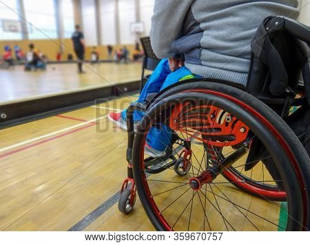 Powerchair Hockey Match. Accessible Sport For Disabled.