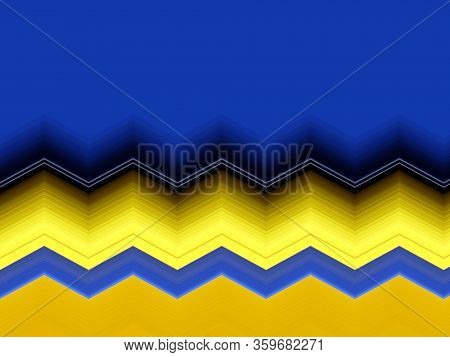 Blue And Yellow Zig Zag Background With Chevrons. Design With Chivron. Seamless Pattern. Retro Style