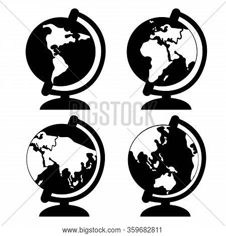 Globe Continents Or Continents Icon In Black Color Isolated On White Background. Vector Eps 10