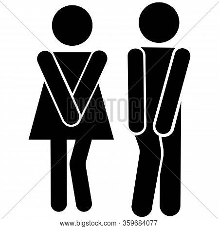 Toilet Male Female People Icon Black Color Isolated On White Background. Eps 10 Vector.