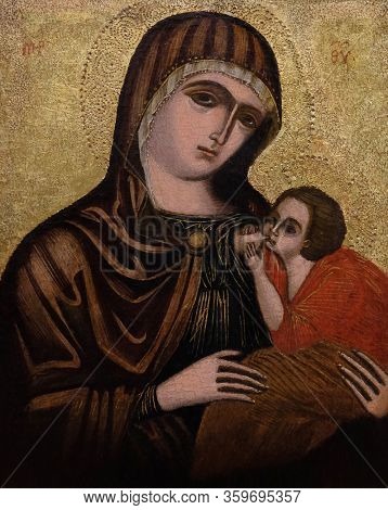 ZAGREB, CROATIA - APRIL 13: Unknown Italian painter: Our Lady of Medvedgrad, exposed in the Croatian Academy of Sciences and Arts in Zagreb, on April 13, 2016.