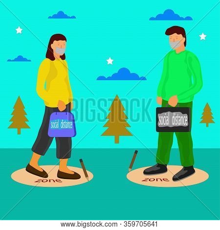 Vector Illustration Of Social Distance For The People