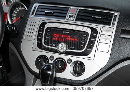 Novosibirsk, Russia - March 04, 2020:   Ford Kuga,   Close-up Of The Main Control Panel, Monitor Wit