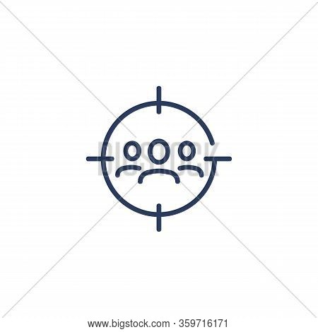 Target With Audience Thin Line Icon Isolated On White Background. Targeting And Selection Concept. P