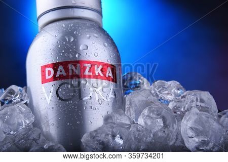 Bottle Of Danzka Vodka In A Bucket With Crushed Ice