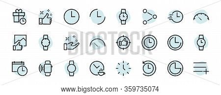 Simple Set Of Time Icon Color Editable Template. Contains Icons Such As Time Check, Speedometer Cale