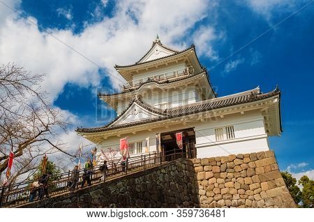 Odawara, Japan - March 14: Tourists Visit The Odawara Castle Park In Kanto Region, Near Hakone March