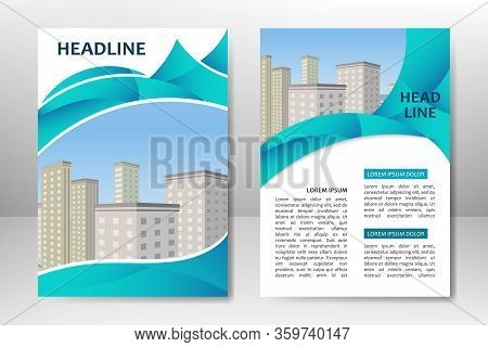 Blue Vector Template Design For Business Brochure, Flyer, Poster, Booklet, Presentation, Annual Repo