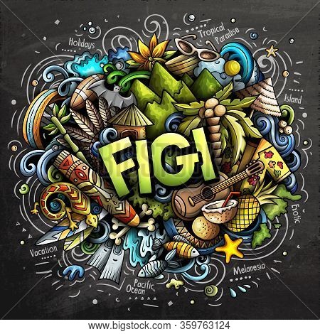 Figi Hand Drawn Cartoon Doodles Illustration. Funny Travel Design.