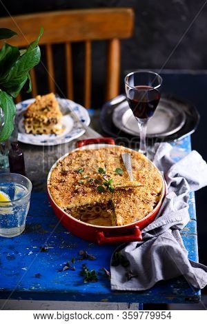 Pasticcio, Traditional Greek Casserole.. Style Rustic.selective Focus