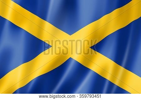 Mercia Region Flag, United Kingdom Waving Banner Collection. 3d Illustration
