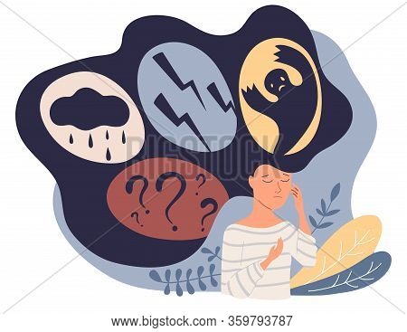 Feelings Vector Illustration. Behavior Expression Persons Concept. Various Emotions