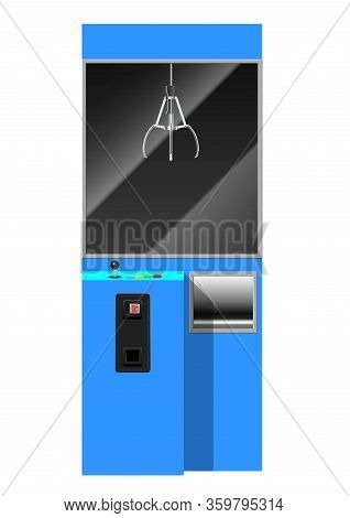 A Vector Illustration Of An Empty Arcade Type Claw Grabber Game On An Isolated White Background