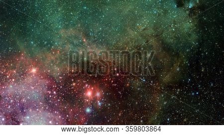 Hubble Views Galaxy And Nebula. Elements Of This Image Furnished By Nasa.