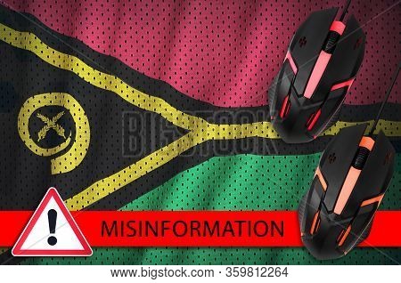 Vanuatu Flag And Two Computer Mouses. Misinformation During Coronavirus Or 2019-ncov Virus Concept
