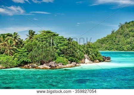Overlook of Seychelles landscape at Mahe island