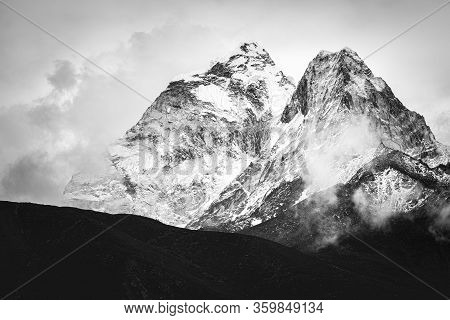 Rocky Mountains Near Village Dingboche, Himalaya, Nepal