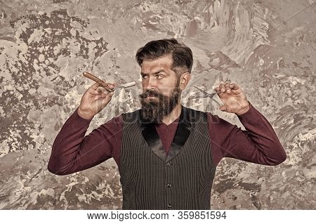 Proper Service. Facial Hair Care. Hiring Barber. Barber Equipment. Barber Salon. Man Bearded Hipster