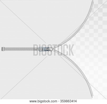 Sewing Accessory Zipper On A Transparent Background. Stock Vector Illustration.