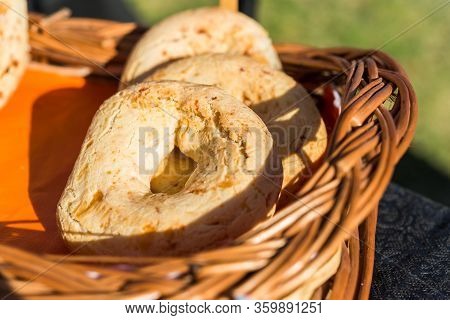 Paraguayan Chipa Cheese Bread At A Street Food Market.