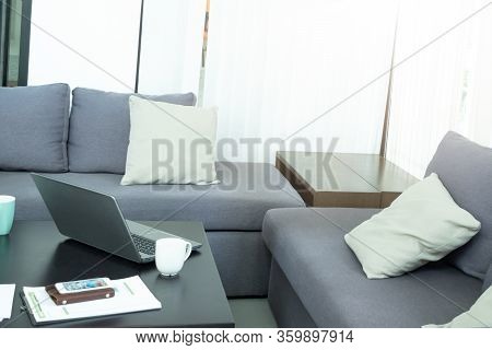 Workplace In Home Office. Work At Home Concept