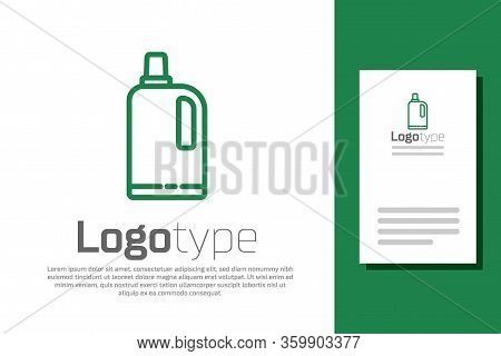 Green Line Fabric Softener Icon Isolated On White Background. Liquid Laundry Detergent, Conditioner,