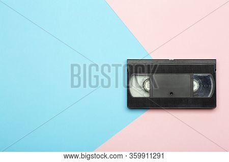 Aesthetics Of The 80s And 90s. Videocassette (vhs) On A Color Background. Video, Minimal, Retro Conc