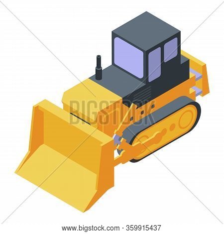 Crawler Tractor Icon. Isometric Of Crawler Tractor Vector Icon For Web Design Isolated On White Back