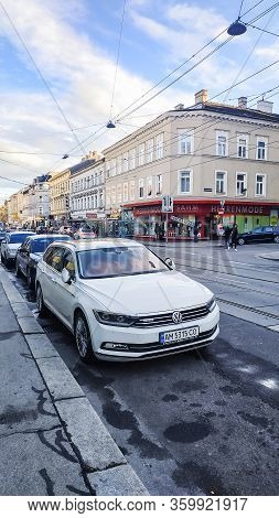 Vienna, Austria - December 25, 2019: New Modern Car Parked On The Street