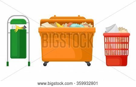 Garbage Or Refuse In The Tanks And Sack Vector Set