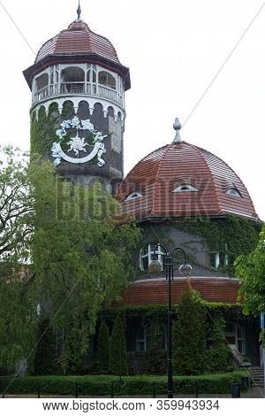 Svetlogorsk, Russia - May 17.2018: Beautiful Overgrown Water Tower , Kaliningrad Region, Russia