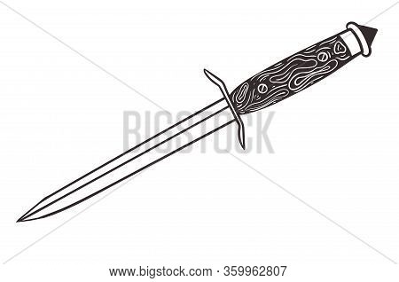 Stiletto With Wooden Handle Isolate On A White Background. Vector Image