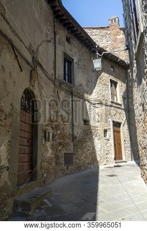 Old Typical Square Of Anghiari, Historic City In Arezzo Province, Tuscany, Italy