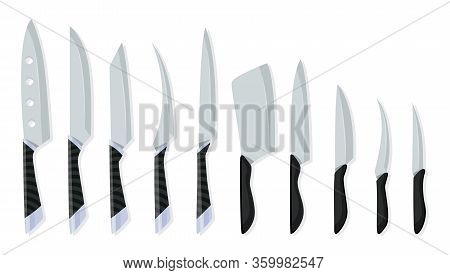 Set Of Butcher Meat Knives For Design Butcher Themes. Different Kind Of Knives For Chefs, Knife Icon