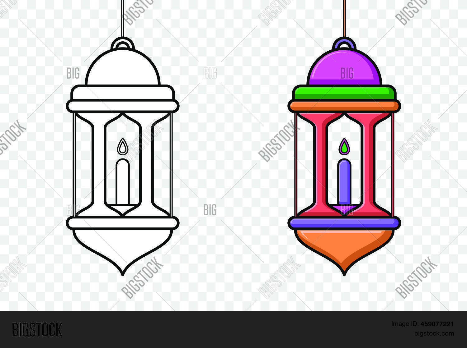 Cute Lantern Line Vector & Photo (Free Trial) | Bigstock