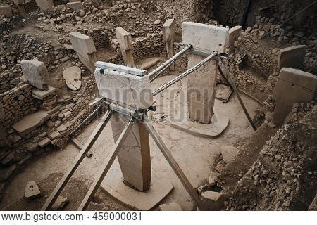 Archaeological Excavation Site Of Gobekli Tepe. Neolithic Sanctuary Remains, Oldest Religious Struct