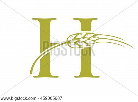 Letter H Agriculture Logo Farming Sign. Agriculture Logo With Alphabet H Template Vector Symbol