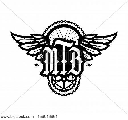 Mtb Abbreviation And Wings. Mountain Bike Logo, Emblem.vector Illustration.