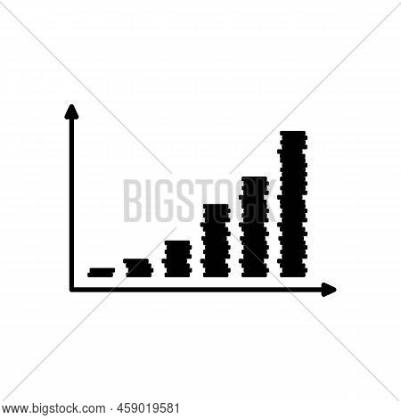 Graph Or Coin Growth Chart Icon In Vector. Eps 10. Simple Illustration On White. Growing Graph Icon.