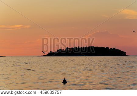 Silhoutte Of Island In The Adriatic Sea