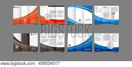 Creative Fold Brochure, Marketing Agency. Tri Fold Brochure With Blue Waves.