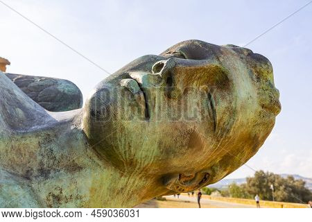 Splendid Statue Of Icarus By Igor Mitoraj Located In The Archaeological Park Of The Valley Of The Te