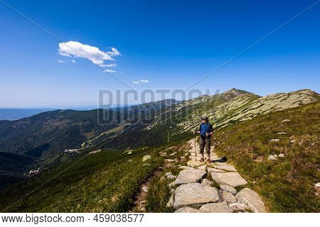 Senior Man Trekking In Low Tatras Slovakia