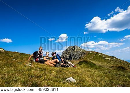 Family Together On A Path Around Chopok And Dumbier Mountain With Stefanika Shelter  - In Slovakian 