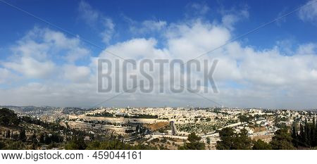 Panorama Of Old Jerusalem, Mount Of Olives And Kidron Valley