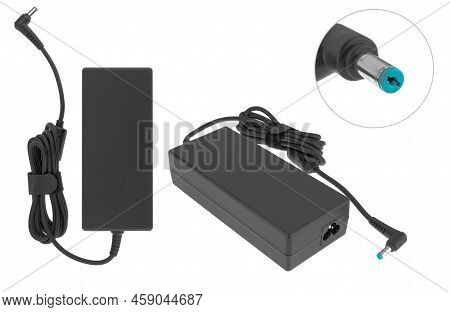 Laptop Power Adapter, Laptop Spare Part, On White Background