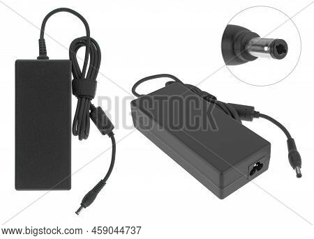 Laptop Power Adapter, Laptop Spare Part, On White Background