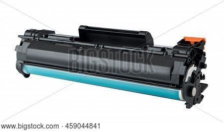 Cartridge For A Laser Printer, A Spare Part For A Printer On A White Background